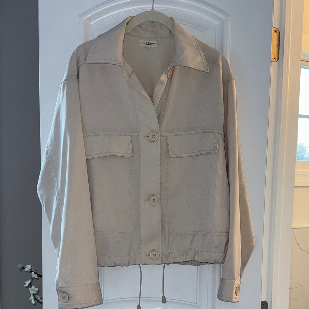 Light Beige Women's Utility Shirt Jacket